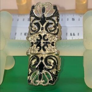 Ornate Black and Silver Filigree Ring